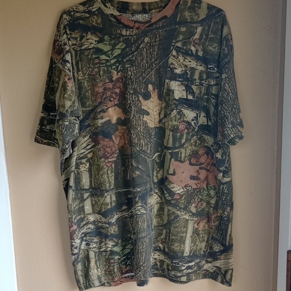 Camo Tree Oak T Shirt Break Up Hunting Sportman Crew Neck Cotton Size 1X